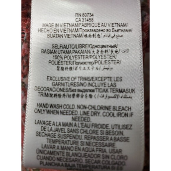 BCBGeneration Multi-Tiered Pink Floral Cedar Rose 3/4 Sleeve Blouse Size Small - Picture 6 of 7